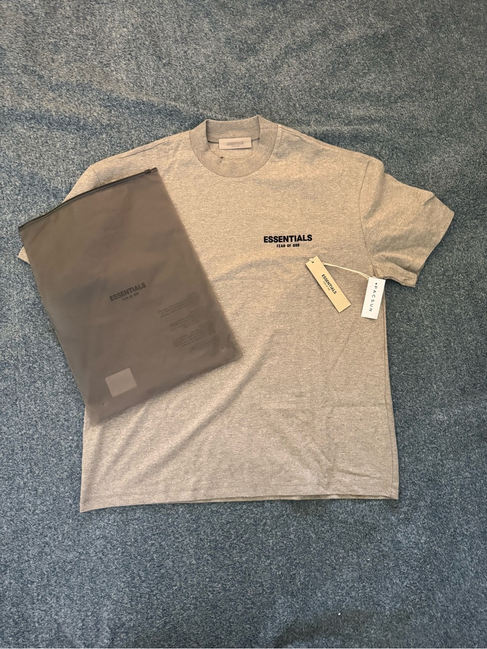 ESSENTIALS Men's Light Gray Logo Short Sleeve Tee